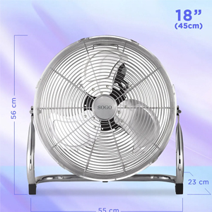 Ventilador de Suelo 18″ | High-Power Floor Fan | Adjustable Metal Fan for Home & Office Cooling