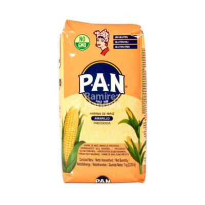 PAN Amarillo No GMO | Pre-Cooked Yellow Corn Meal | Harina de Maíz Amarillo Precocida | 1kg Pack