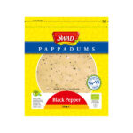 Swad Pappadums Black Pepper | Crispy Indian Lentil Snacks | Ready-to-Fry | 200g Pack
