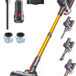 V15 Cordless Vacuum Cleaner, 35 kPa Handheld Vacuum Cleaner, 6 in 1 Wireless with 35 Minutes of Battery Life and Removable Battery, Ideal for Pet Hair/Carpet/Hard Floor & Gold