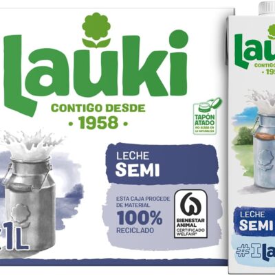 Lauki Semi-skimmed milk – Pack of 6 x 1 L- Total: 6 L
