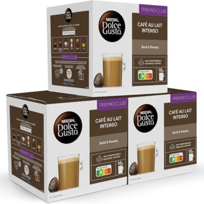 NESCAFÉ Dolce Gusto Coffee with Intense Milk – Coffee Capsules, 48 Capsules (3 x 16) – Intensity 9 – Original for Dolce Gusto Coffee Machines