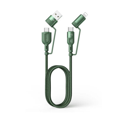 Green 4-in-1 Multi USB Charger Cable 120cm – 60W Fast Charging for Smartphones & Tablet