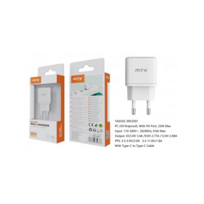 M.TK PD 25W Wall Charger – Fast Charging USB Adapter for Smartphones & Tablets