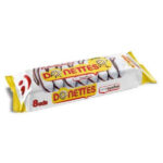 Donettes Rayados – Soft Mini Donuts with Striped Chocolate Coating
