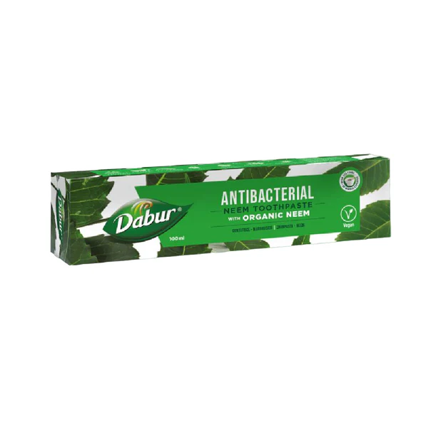 81_89ba0033-b646-4da4-bc16-3bb0170aaae5_590x-1.webp Dabur Anti-Bacterial Neem Toothpaste 100g | Herbal Oral Care | Strong Teeth & Healthy Gums - Image 1