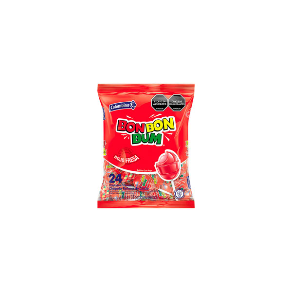 BOn-Bon-bum-rojo-fresa.jpg Bon Bon Bum Rojo Fresa 408g | Strawberry Lollipops | Sweet & Fruity Candy Treats - Image 1
