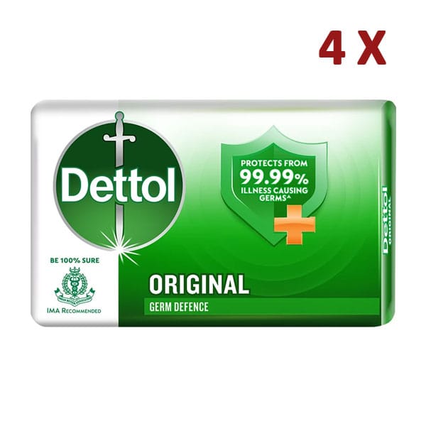 Dettol-4x-7.50-eruo.jpg Dettol Antibacterial Soap 150g (Pack of 4) | Germ Protection & Clean Skin - Image 1
