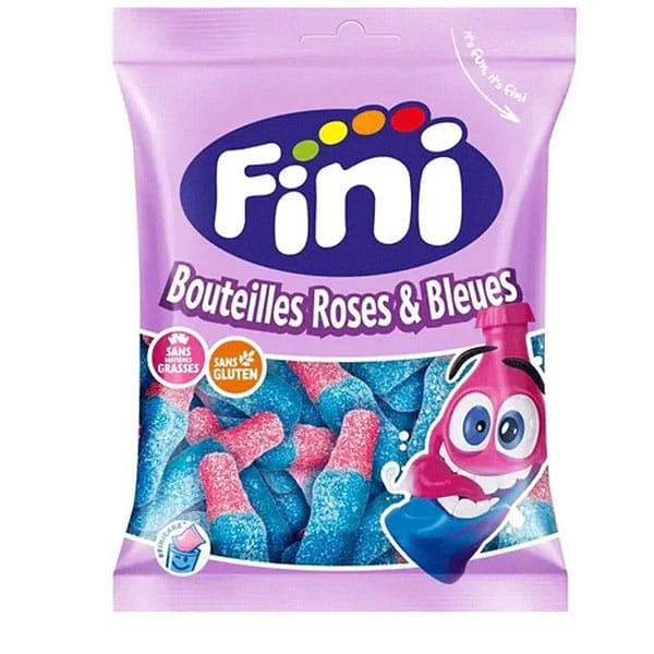 Fini-0.95.jpg Fini Bouteilles Roses & Bleues 90g | Fruity Chewy Candy | Sweet Treat for Kids & Adults - Image 1