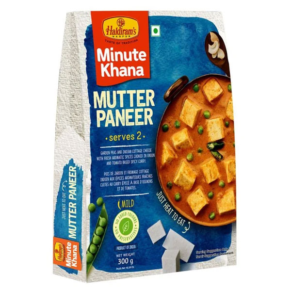 Haldirams-Mutter-paneer-300g.jpg Haldiram's Mutter Paneer 300g | Ready-to-Eat Indian Peas & Cottage Cheese Curry | Authentic Flavor - Image 1