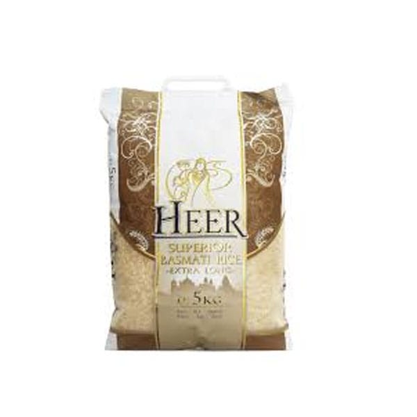 Heer-basmati-ex-long-5kg.jpg Heer Basmati Extra Long 5kg | Premium Aromatic Rice | Fluffy & Nutritious - Image 1