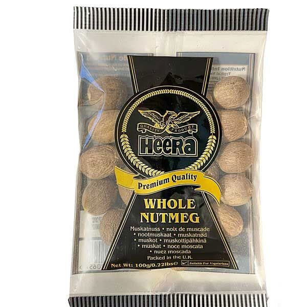 Heera-Whole-Nutmeg.jpg Heera Whole Nutmeg 100g | Premium Whole Spice | Warm & Aromatic Flavor Enhancer - Image 1