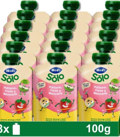 Hero Baby Fruit Pouches Banana, Strawberry & Apple 18 x 100g