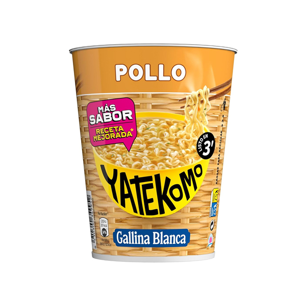 Hotspicy-mas-sabor-yatekomo-cup-yellow.jpg Pollo Más Sabor Yatekomo Cup – Yellow | Instant Chicken Flavor Noodles - Image 1