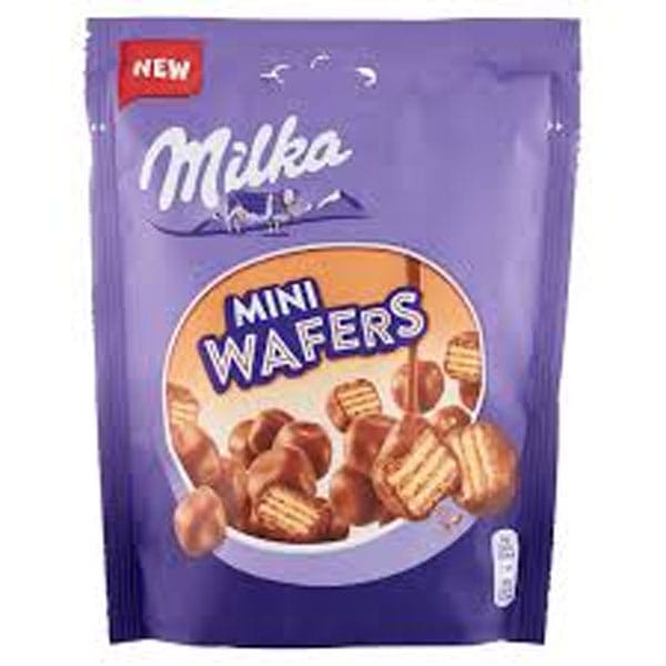 Milka-mini-choco-waffers.jpg Milka Mini Choco Wafers 110g | Chocolate-Coated Crispy Wafers | Sweet Snack Treat - Image 1