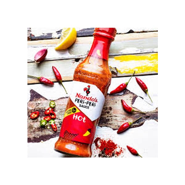 Nandos-peri-peri-hot-sauce.jpg Nando's Peri-Peri Hot Sauce | Spicy Chili Condiment | 250ml Bottle - Image 1