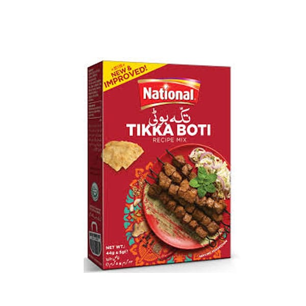 National-tikka-boti-masala.jpg National Tikka Boti Masala 44g x2 | BBQ Spice Mix | Authentic Pakistani Flavor - Image 1