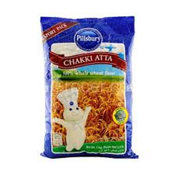 Pillsbury-chakki-atta.jpg Pillsbury Chakki Atta 5kg | Premium Whole Wheat Flour | Fresh & Nutritious for Everyday Roti - Image 1