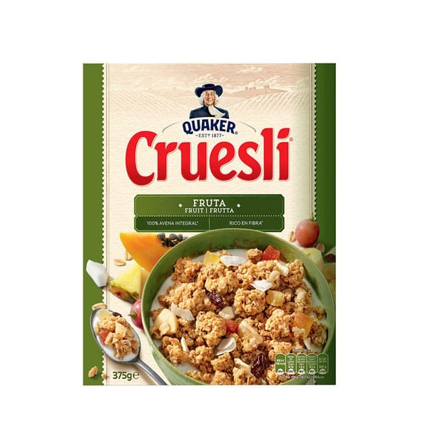 Quaker-cruesli-fruita.jpg Quaker Cruesli Fruta 375g | Crunchy Fruit Muesli | Healthy Breakfast Cereal - Image 1