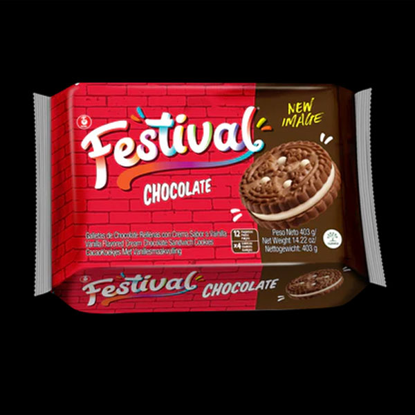 festival-chocolate-400g.jpg Festival Chocolate 400g | Chocolate Cream Sandwich Cookies | Rich & Crunchy Colombian Biscuits - Image 1
