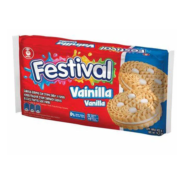 festival-vainilla.jpg Festival Vainilla 403g | Vanilla Cream Sandwich Cookies | Sweet & Crunchy Colombian Biscuits - Image 1