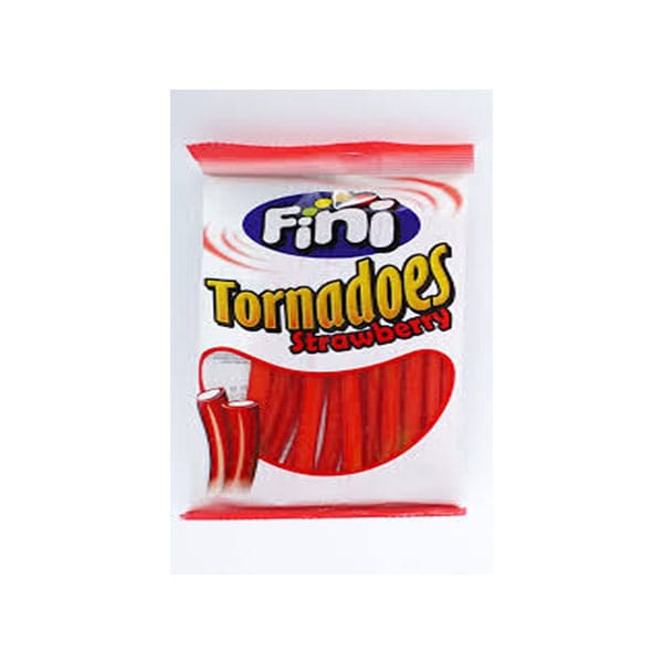 fini-tornadoes-strawberry-0.95.jpg Fini Tornadoes Strawberry 90g | Fruity Chewy Strawberry Candy | Sweet Treat for Kids & Adults - Image 1