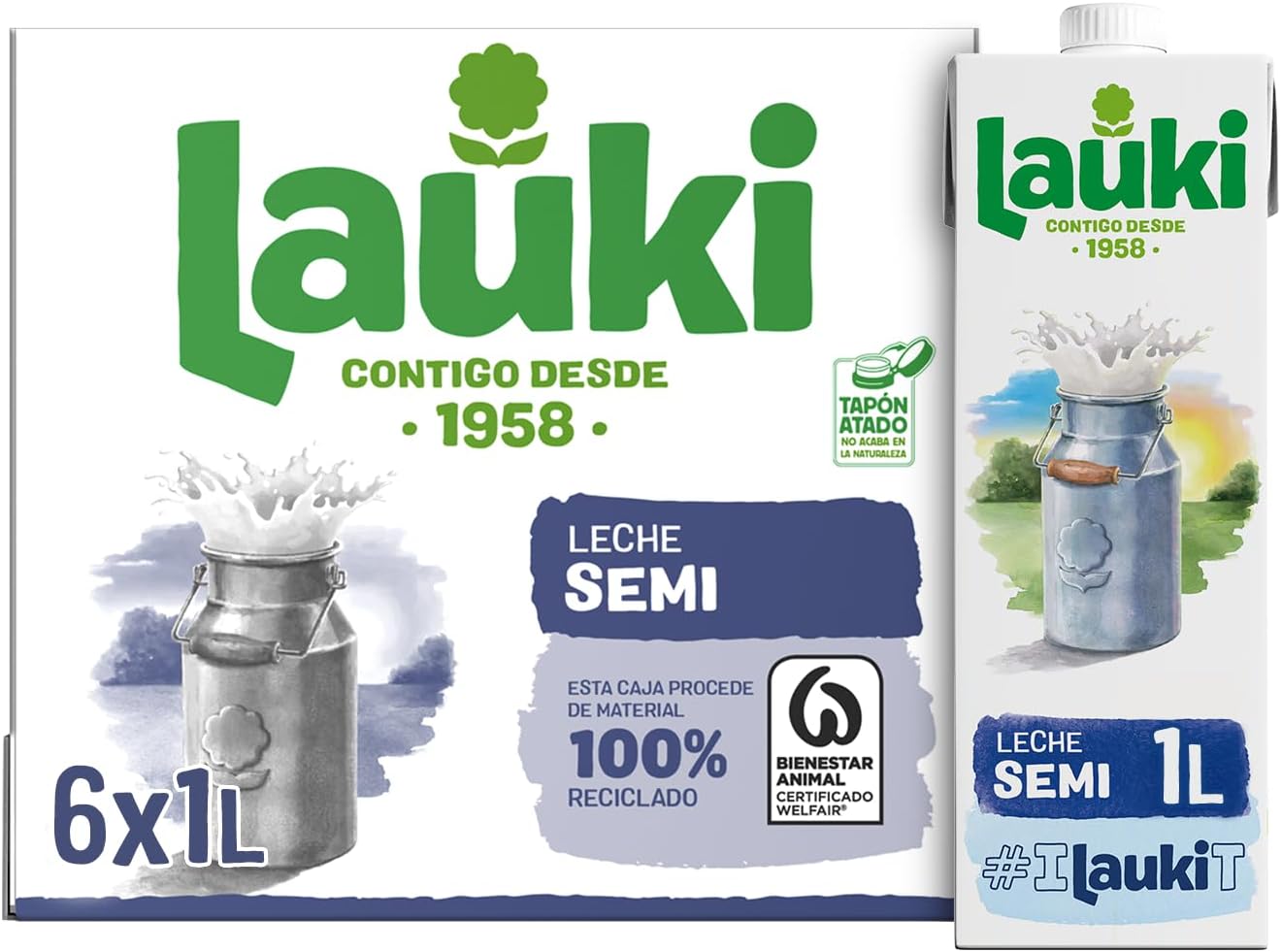 milk.jpg Lauki Semi-Skimmed Milk 6 x 1L