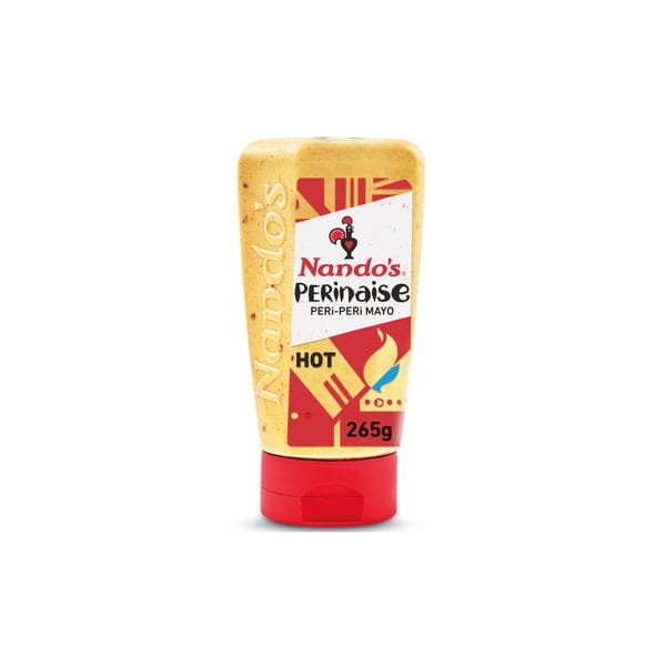nandos-perinaise-hot-peri-peri-mayonnaise-sauce.jpg Nando's Perinaise Hot Peri-Peri Mayonnaise Sauce | Spicy Creamy Condiment | 250ml Bottle - Image 1