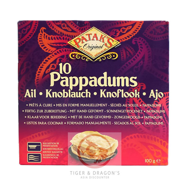 pappadums-knoblauch.jpg Garlic Pappadums 200g – Ready-to-Cook Lentil Papad